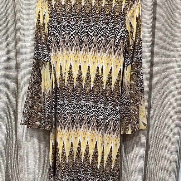 MSK Printed Dress, Brown/Yellow Combo, Size Small - Picture 2 of 8